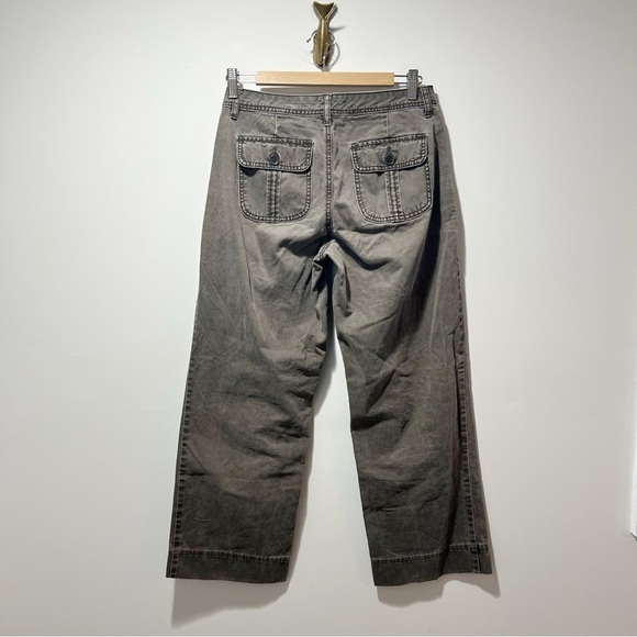 Sundance Wide Leg Cropped Pants Size 4 100% Cotton Charcoal Gray Lagenlook - Picture 2 of 12